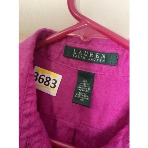 Lauren Ralph Lauren 100% Linen Long Sleeve Button Up Shirt Women Size Medium - Picture 2 of 10